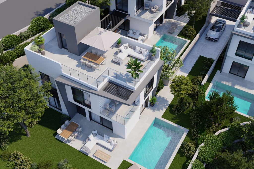 Render exterior de la villa — Alonis Villas